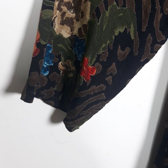 Carole Little Floral Animal Print Banded Collar 3/4 Sleeve Button Top 12 Artsy - Picture 6 of 9